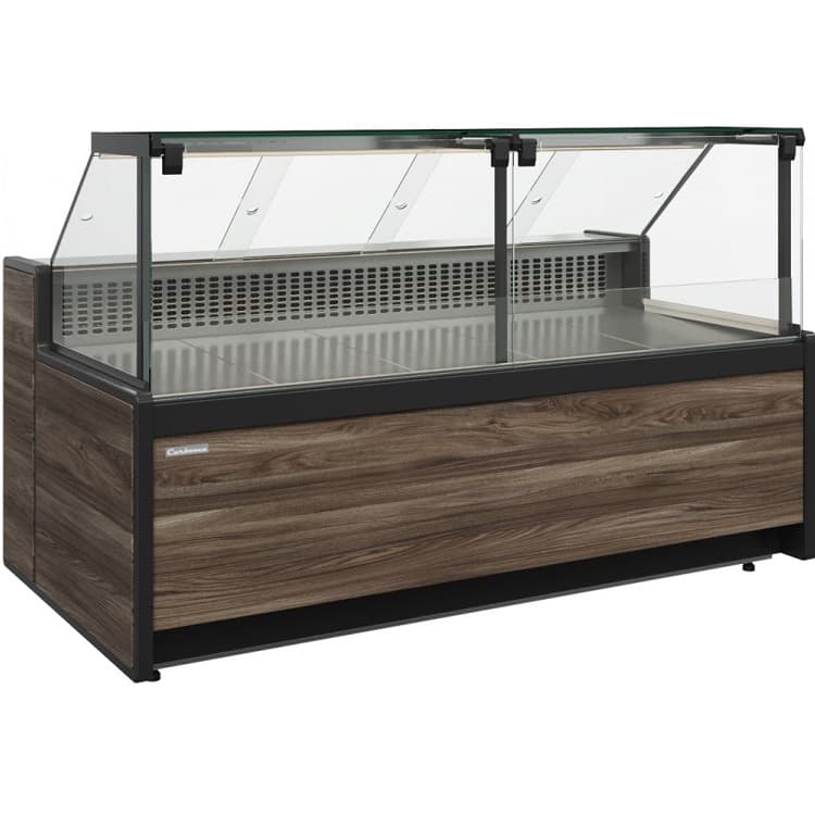 Витрина холодильная, динамика Carboma BAVARIA 3 GC111 VV 3,75-1 газлифт, без боковин (Темный дуб)