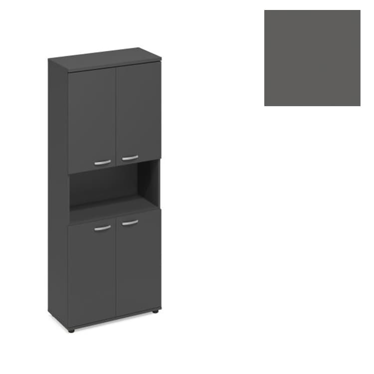 Шкаф для документов 4-дверный с открытой нишей Юнитекс А4 (78x36.4x193) А4 9374 АР антрацит премиум
