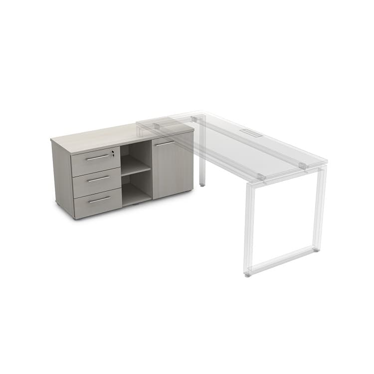 Тумба с 3-мя ящиками и дверкой АЛСАВ Gloss line 9НТ.006 Ivory/металл глянец