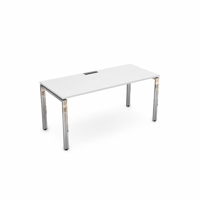 Стол рабочий, прямолинейный АЛСАВ Gloss line НСР-П.004 белый премиум/металл глянец