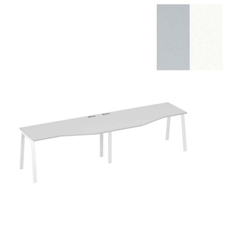 Рабочая станция Юнитекс А4 на каркасе TRE со столами Техно (2х160) А4 Б3 065-2 СЕ (320x90x75) серый/металлокаркас белый