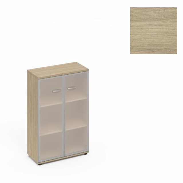 Шкаф средний со стеклом в алюминиевой рамке Юнитекс А4 (78x36.4x119.4) А4 9367 ДК дуб скандинавский