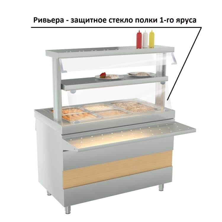 Защитное стекло ATESY Ривьера полки 1-го яруса  (1200мм)